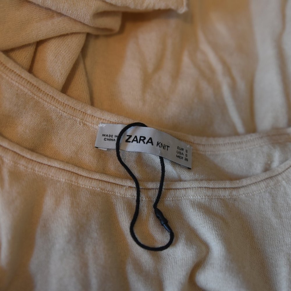ZARA KNIT Cream Beige Nude Top NWOT Small S - Picture 4 of 4